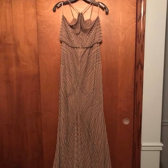 Adrianna Papell Art Deco halter neck beaded gown - Picture 3 of 4